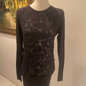 Tahari Black & Silver Long Sleeve T Shirt Size S